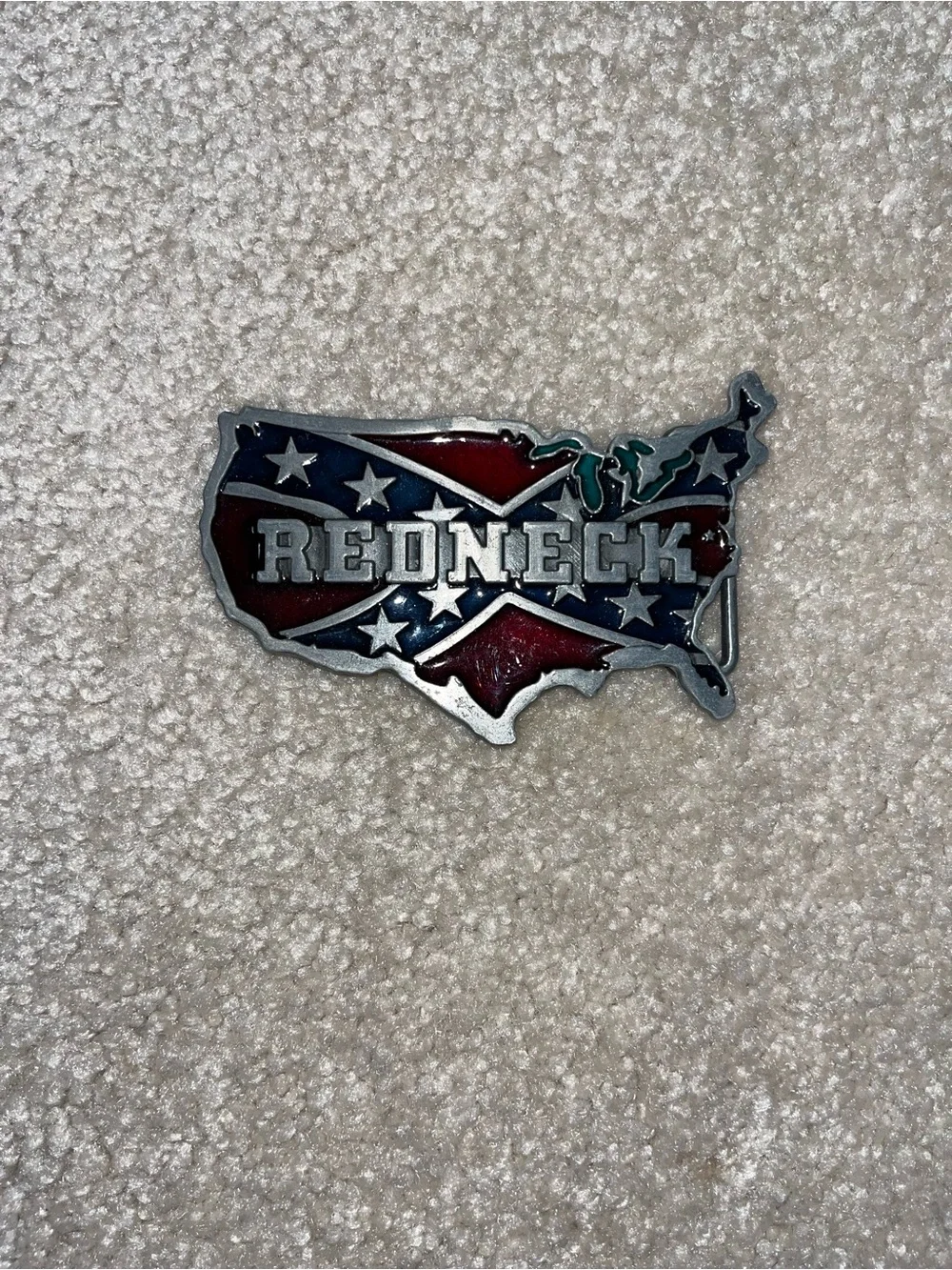 USA Redneck Belt Buckle | American Flag Map Buckle